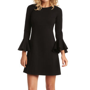 Trina Turk Panache Jewel Neck Straight Day Dress Black 8